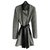 Autre Marque Nuovo cappotto con pelle di ULI SCHNEIDER, Germania Nero Bianco Lana  ref.239294