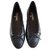 Cambon Chanel Zapatillas de ballet Negro Cuero  ref.239350