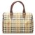 Burberry Brown Haymarket Check Canvas Boston Bag Multiple colors Beige Leather Cloth Pony-style calfskin Cloth  ref.239789