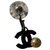 Beautiful Chanel dangling earrings in black enamel metal lined C shape Silver-plated  ref.239920