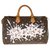Superb Creation of Louis Vuitton Speedy Handbag 35 in custom monogram canvas "Fancy" by artist PatBo Brown Cloth  ref.240392