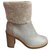 Chanel Ankle Boots Grey Leather  ref.240658