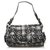 Chanel Black Camellia Tweed Shoulder Bag Grey Cloth  ref.240881