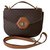 Céline Celine Old Vintage Macadam Pattern 2way Pochette Handbag PVC x Leather Shoulder Brown  ref.241041