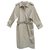 trench coat vintage das mulheres Burberry 42 Corte de grandes dimensões Bege Algodão Poliéster  ref.241054