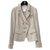 Chanel 10Una chaqueta cruzada forrada con cresta beige Lino  ref.241112