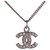 Chanel Silber CC Strass Halskette Metall  ref.241425