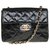 Lovely Chanel Mini Timeless bag in black patent quilted, garniture en métal doré Patent leather  ref.242403