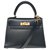 Hermès Splendid masterpiece by Mini Kelly 20cm in leather bow navy, lined shoulder strap (short and long) in navy leather, garniture en métal doré Navy blue  ref.242467