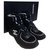 Zapatillas Chanel Negro Gris Azul marino Suecia Cuero Terciopelo  ref.242985