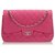 Bolsa com aba forrada em couro Chanel Pink Jumbo Classic Caviar Rosa Metal  ref.243162