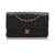 Bolsa com aba forrada em couro Chanel Black Jumbo Classic Caviar Preto Dourado Metal  ref.243198