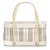 Burberry White Stripes Leinwand Handtasche Weiß Mehrfarben Leder Kalbähnliches Kalb Tuch  ref.243407