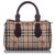 Burberry Brown Haymarket Check Coated Canvas Boston Bag Multiple colors Beige Leather Cloth Pony-style calfskin Cloth  ref.243450