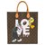 Bolso Louis Vuitton Plat en lona con monograma personalizada "Love" del artista PatBo Castaño Cuero Lienzo  ref.243706