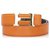 Hermès Hermes Orange Constance Leather Belt Silvery Metal Pony-style calfskin  ref.244069