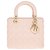 Esplêndida bolsa de ombro modelo médio Lady Dior Christian Dior em cannage de couro rosa bebê, guarnição de metal champanhe  ref.269462