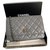 Wallet On Chain Chanel Bolsos de embrague Gris Piel de cordero  ref.245406