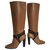 Hermès Hermes Cross Strap Leather Boots Brown  ref.245740