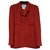 CHANEL Vintage rote Wolle lange Jacke Blazer CC Button Gr.42 Bordeaux  ref.246996