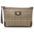 Burberry Brown Plaid Canvas Clutch Bag Multiple colors Beige Leather Cloth Pony-style calfskin Cloth  ref.248266