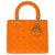 Very Chic Christian Dior Lady Dior MM bag in pumpkin-colored cannage leather, garniture en métal doré Orange  ref.249389