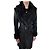 Abrigo acolchado con cuello de plumas de Gianni Versace Negro Dorado