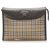Burberry Brown Haymarket Check Canvas Clutch Bag Multiple colors Beige Leather Cloth Pony-style calfskin Cloth  ref.250340
