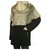 Autre Marque Jo Peters Beige Fell Schwarz Wolle Stoff Mantel Jacke Größe S., hervorragend Leder Pelz  ref.250913
