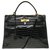 Hermès Kelly Umhängetasche 35 aus schwarzem Porosus Krokodilleder, vergoldete Metallverkleidung Exotisches Leder  ref.252622