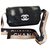 Chanel logomania Black Cream Leather  ref.254096