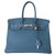 Birkin Hermès Sacs à main Cuir Bleu  ref.254418