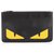 Fendi Black Monster Leather Clutch Bag Yellow Pony-style calfskin  ref.254509