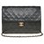 Timeless Bolsa Chanel Classique em pele de cordeiro acolchoada preta, garniture en métal doré Preto Couro  ref.254871