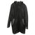 Givenchy-Kapuzenmantel aus schwarzem Lammfell mit glattem Ledereinsatz 48 Ital.  ref.256137