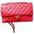 Bolso con solapa Chanel Timeless Classic Medium Red de piel de cordero GHW Roja Cuero  ref.256497