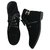 Chanel Botas de combate de terciopelo Negro Cuero Goma  ref.256916