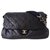 Chanel Timeless vintage bag Black Leather Cloth  ref.257003