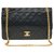 Timeless Impresionante Chanel Classic 27cm en piel de cordero acolchada negra, guarnición en métal doré, cadena mademoiselle en metal dorado Negro Cuero  ref.257010