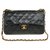 Timeless Bolsa Chanel atemporal / clássica excelente 23cm em couro preto acolchoado, garniture en métal doré  ref.257079