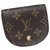 Louis Vuitton Brown Monogramm Porte Monnaie Gousset Münzbeutel Braun Leinwand  ref.257185