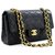 Chanel 2.55 gefütterte Klappe 9"Chain Shoulder Bag Black Lambskin Purse Schwarz Leder  ref.257692
