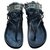 Très bon état sandales style boho Isabel Marant Cuir Noir Vert  ref.257759