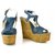 Ralph Lauren Collection Fimesa Blue Leather Cork Wedge Heel Sandal Platform 7.5b Cuir Bleu  ref.259568