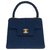 Rarissime sac Chanel trapézoïdal en passementerie bleu roi, garniture en métal doré, en excellent état Tissu  ref.259678