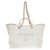 Very beautiful Chanel Deauville Cabas bag in canvas and white, Garniture en métal argenté Leather Cloth  ref.259754