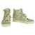 Hogan Rebel Silver Lace Up & Zipper High Top Trainers Sneakers size 37 shoes Silvery Leather  ref.259884