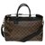 Splendida borsa Louis Vuitton Neo Greenwich Macassar in tela monogram e hardware in metallo argento Marrone Nero Pelle  ref.260543