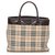 Burberry Brown House Check Canvas Handbag Multiple colors Beige Leather Cloth Pony-style calfskin Cloth  ref.260597