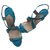 Manolo Blahnik Sandals Turquoise Patent leather  ref.262569